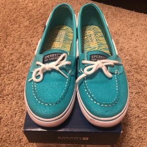 Gently Used Kids Blue Sparkly Sperry Top-Sider